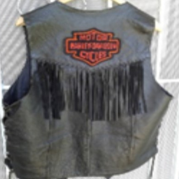 Shaf Leather Other - Harley Davidson Motorcycle Vest with Fringe Sz 46
